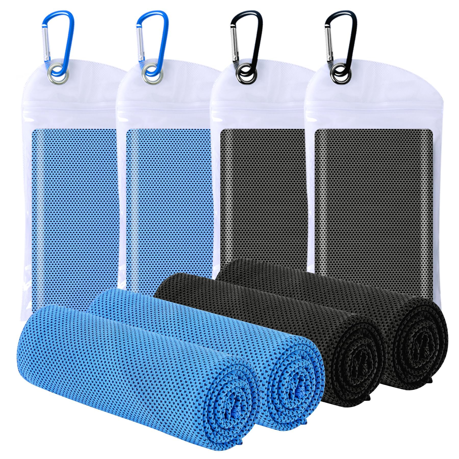 4 Packs Cooling Towels for Neck and Face(40"x 12"), Cool Sweat Towels for Hot Weather, Cooling Towels for Athletes, Lightweight Soft Breathable Towels for Yoga, Sport, Workout, Running, Gym, Camping